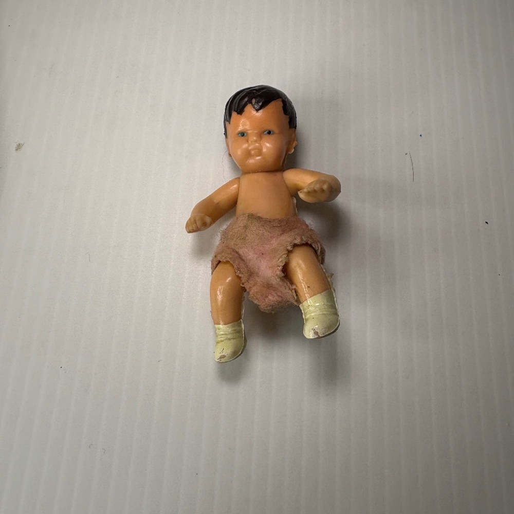 Vtg Dollhouse Miniature Shackman Rubber Baby Doll Made in Hong Kong 1960s